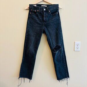 Levi’s Premium Wedgie Straight Distressed Jeans Black Size 25